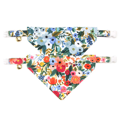 Rifle Paper Co® Pet Bandana - "Garden Party" - Floral Bandana for Cat Collar or Small Dog Collar / Slide-on Bandana / Over-the-Collar (One Size)