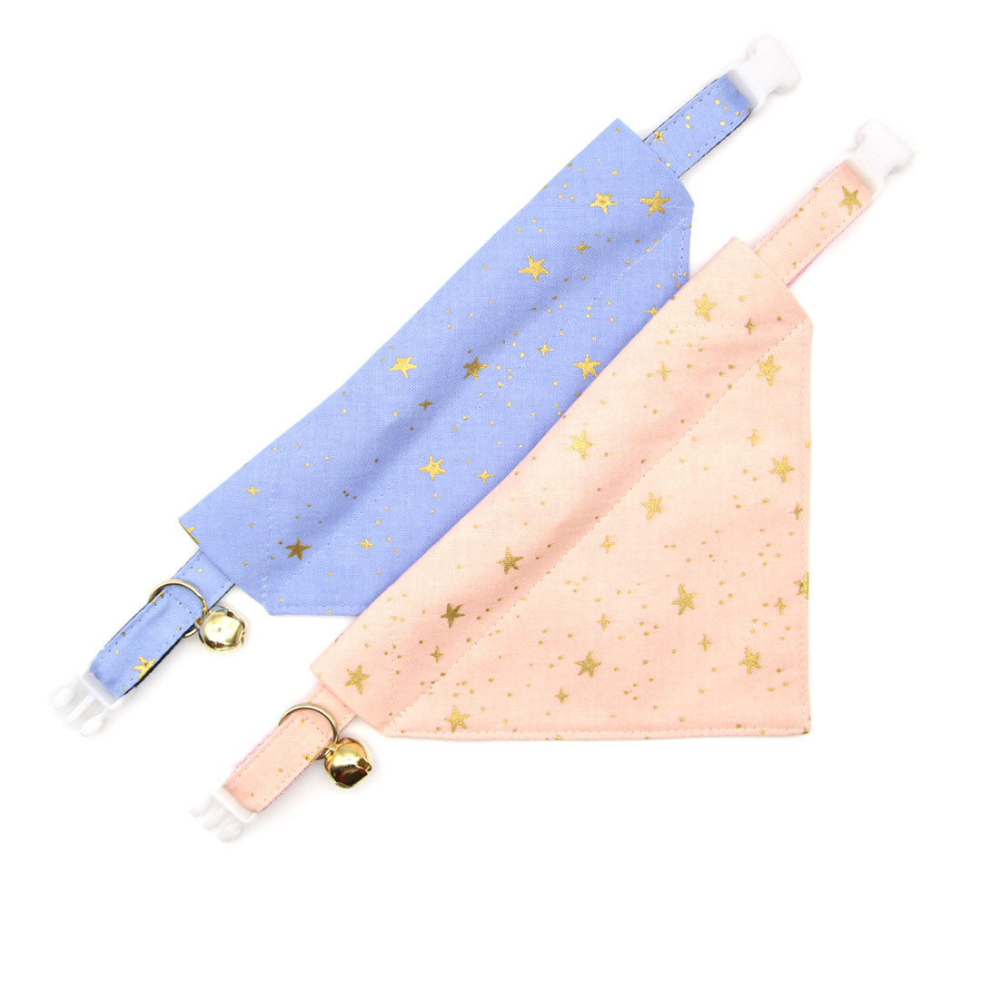 Rifle Paper Co® Cat Collar - "Dusk" - Gold Stars on Periwinkle Cat Collar / Breakaway Buckle or Non-Breakaway / Cat, Kitten + Small Dog Sizes