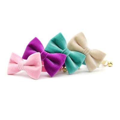 Pet Bow Tie - "Velvet - Baby Pink" - Light Pink Velvet Cat Bow Tie / For Cats + Small Dogs (One Size)