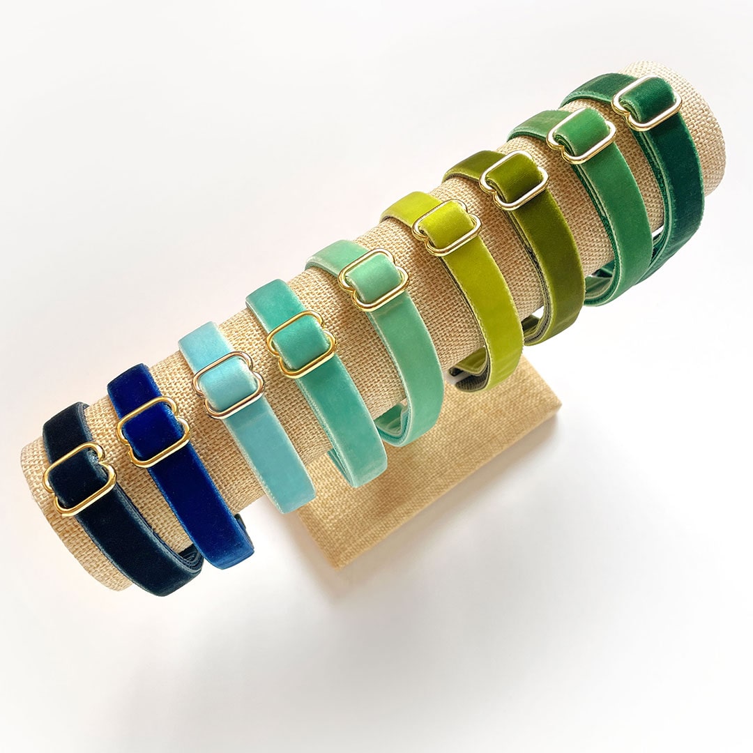 Cat Collar - "Velvet - Sapphire Blue" - Luxe Blue Velvet - Breakaway Buckle or Non-Breakaway - Cat + Small Dog Sizes