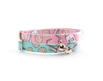Bow Tie Cat Collar Set - "Cookies and Milk - Mint" Cookie Cat Collar w/ Matching Bow Tie (Removable)