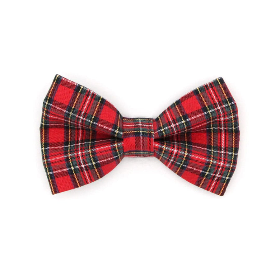 Pet Bow Tie (REGULAR SIZE) - "Hearthside" - Classic Red Holiday Tartan Plaid | Christmas, Holidays & Wedding Bow Tie | For Adult Cat + Small Dog