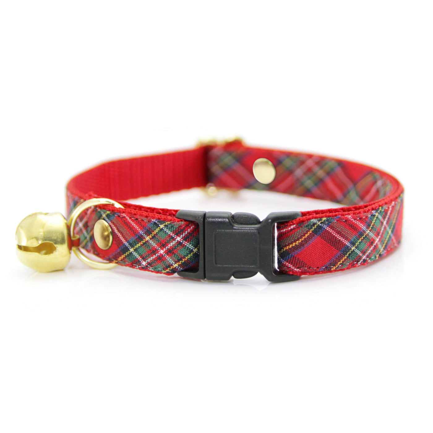 Red Holiday Tartan Cat Collar - "Hearthside" - Christmas Plaid Collar - Breakaway Buckle or Non-Breakaway - Sizes for Cats & Small Dogs