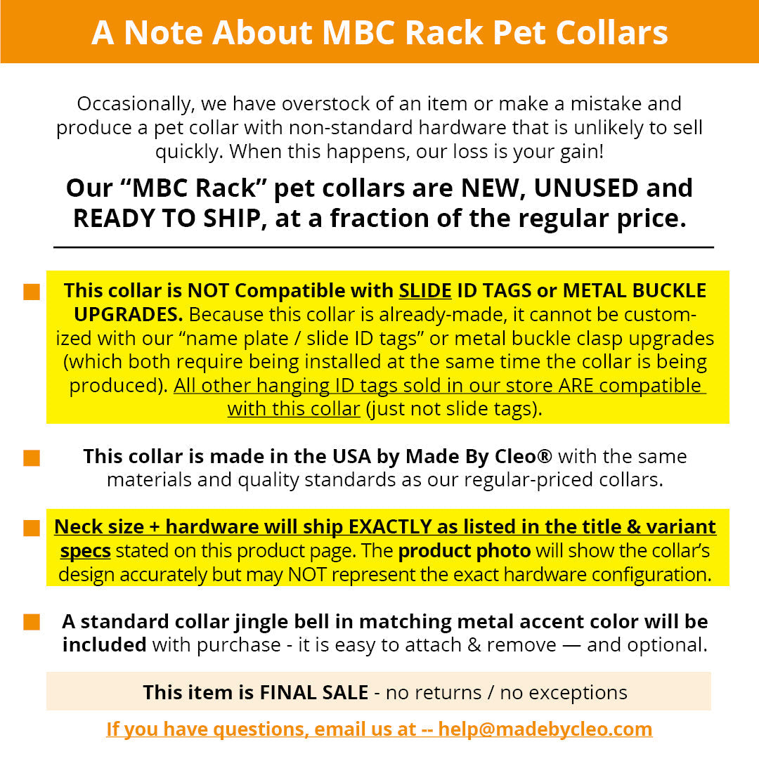 MBC Rack - (6-10 Inch) Pet Collar - "Moonlight - Purple" - (BLACK BREAKAWAY Clasp / GOLD Hardware Accents / Metal D-Ring) - Sold As Configured - Final SALE