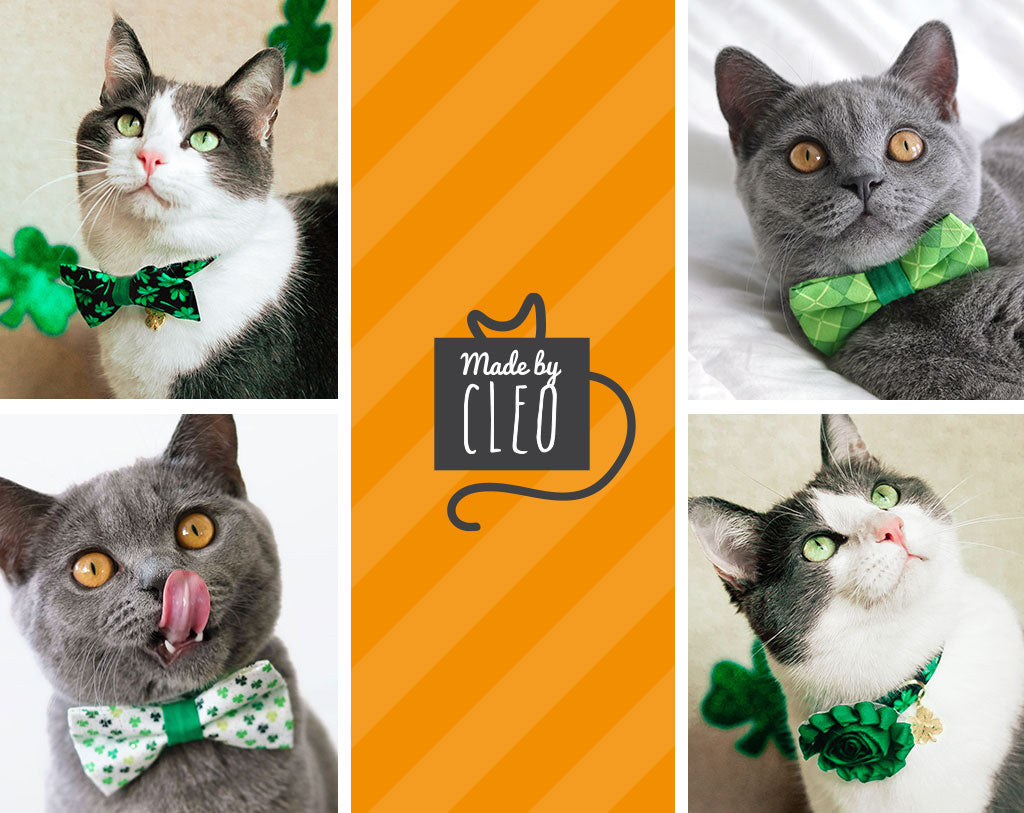 Pet Bow Tie - "Color Collection - Clover Green" - Solid Green Bowtie for Cats + Dogs - St. Patrick's Day