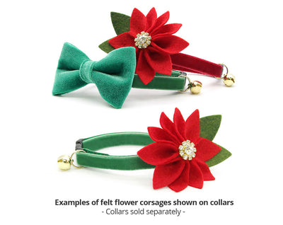 Specialty Pet Flower Corsages (12 Styles) - Sold Individually / Collar Flower for Cats + Small Dogs / St. Patrick's Day, Independence Day, Halloween, Christmas, Easter + Weddings