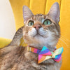 Pet Bow Tie - "Pastel Rainbow" - Retro 80s Rainbow Striped Cat Bow Tie / Summer, LGBTQ, Birthday / For Cats + Small Dogs (One Size)