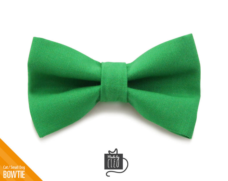 Pet Bow Tie - "Color Collection - Clover Green" - Solid Green Bowtie for Cats + Dogs - St. Patrick's Day