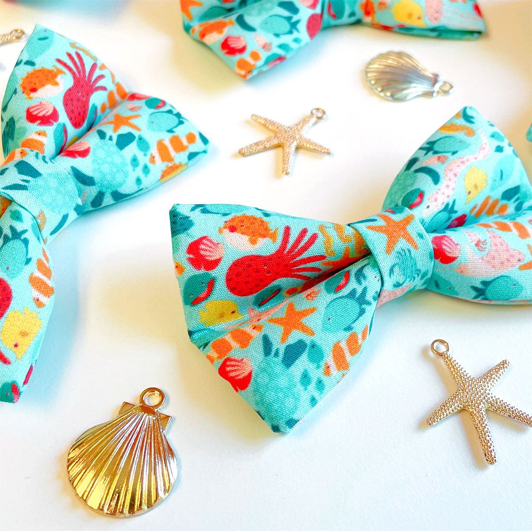 Cat Collar - "Ocean Life" - Aquatic Fish Cat Collar / Summer, Beach, Sea, Marine, Water / Breakaway Buckle or Non-Breakaway / Cat, Kitten + Small Dog Sizes