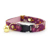 Floral Cat Collar - "Spiced Plum" - Wine Purple Collar - Breakaway Buckle or Non-Breakaway / Cat, Kitten + Small Dog Sizes