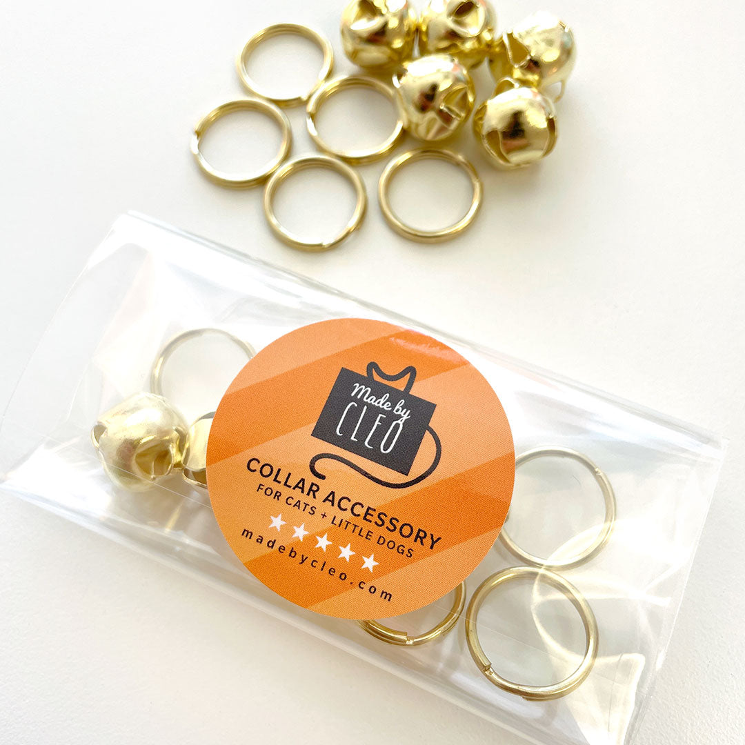 Standard Pet Collar Jingle Bell (5-Pack) - Gold or Silver (Pick One) - For Cat Collars & Small Dog Collars