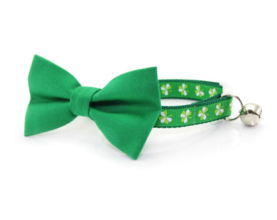 Pet Bow Tie - "Color Collection - Clover Green" - Solid Green Bowtie for Cats + Dogs - St. Patrick's Day