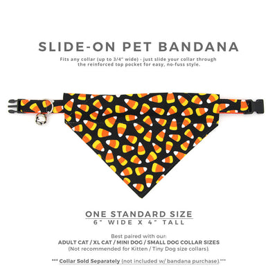 Halloween Pet Bandana - "Trick or Treat" - Candy Corn Bandana for Cat Collar or Small Dog Collar / Slide-on Bandana / Over-the-Collar (One Size)