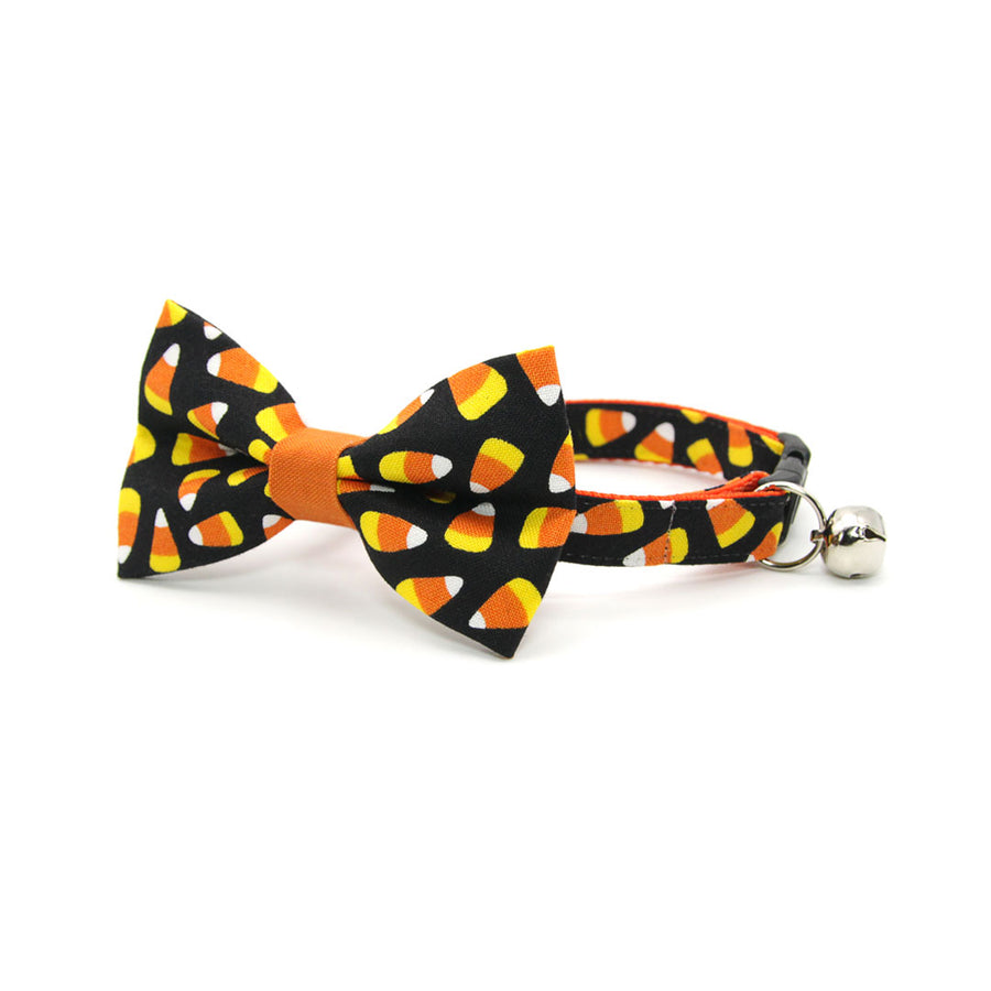Halloween Bow Tie Cat Collar Set - "Trick or Treat" - Cat Collar + Candy Corn Bow Tie/Multiple Sizes