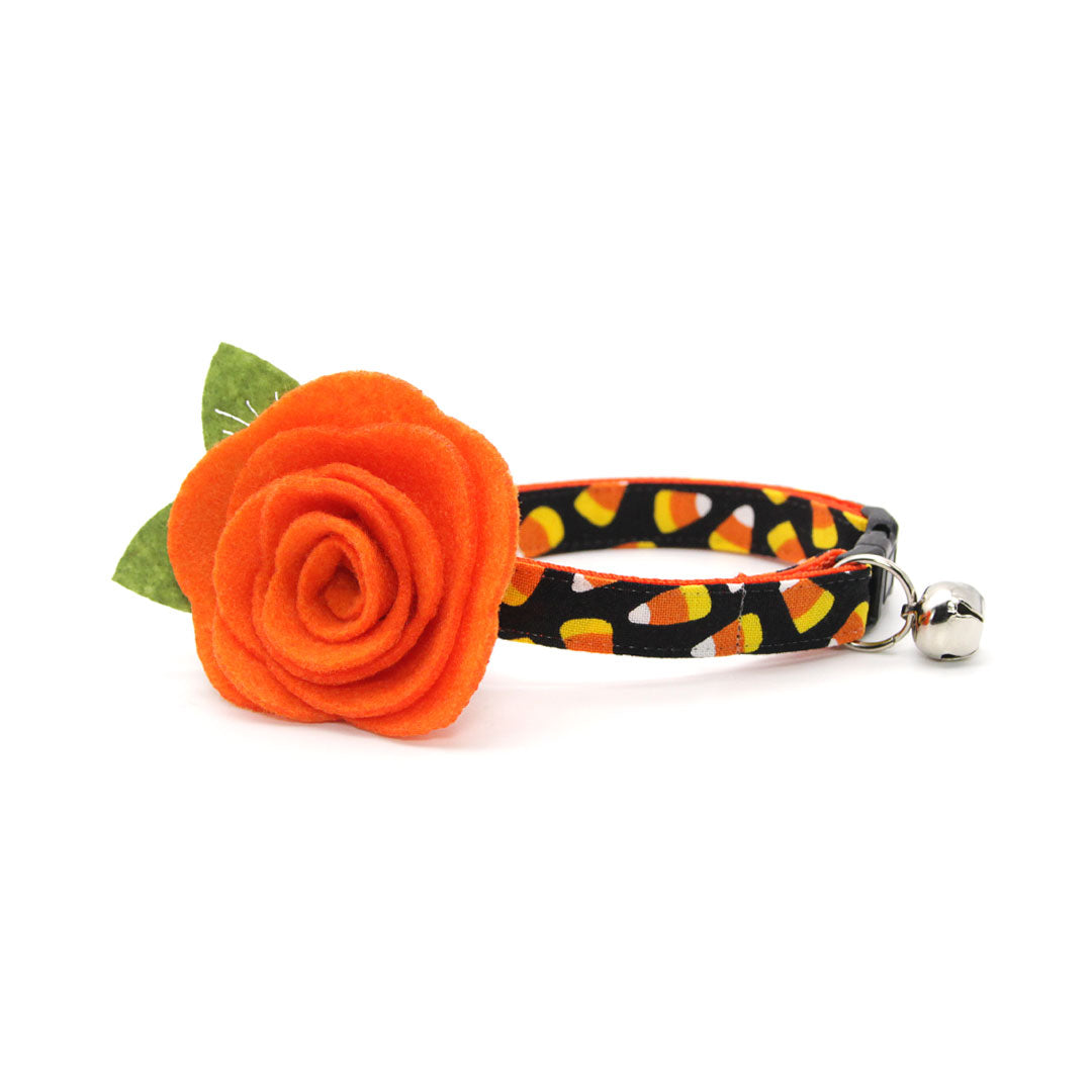Halloween Cat Collar - "Trick or Treat" - Candy Corn Cat Collar - Breakaway Buckle or Non-Breakaway / Cat, Kitten + Small Dog Sizes