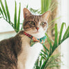 Bow Tie Cat Collar Set - "Tropicalia" - Palm Leaves Tropical Cat Collar w/ Matching Bowtie / Summer, Hawaiian / Cat, Kitten, Small Dog Sizes