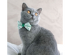 St. Patrick's Day Pet Bow Tie - "Shamrock Shore " - Mini Shamrocks on White w/ Green Center Tie - Detachable Bowtie for Cats + Dogs