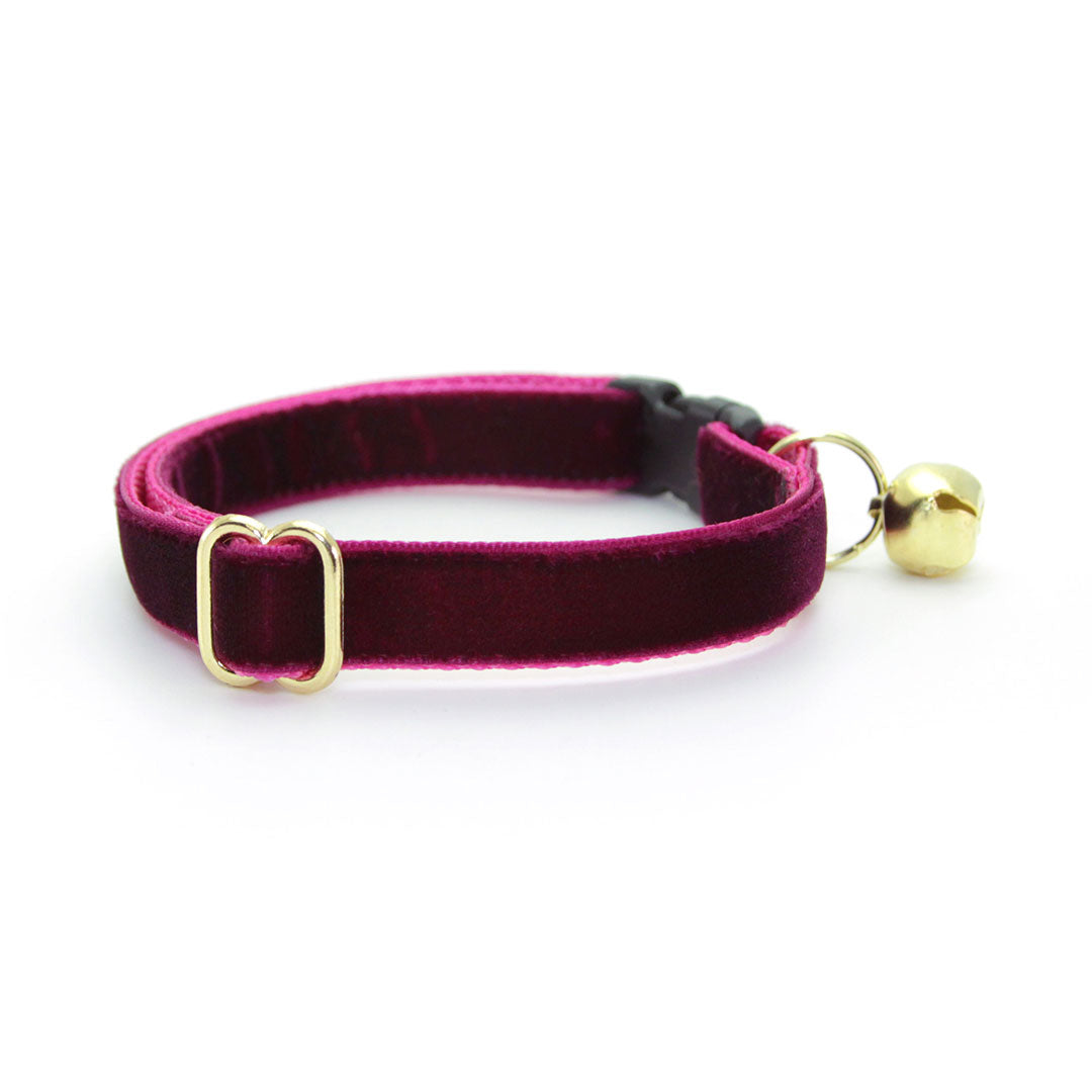 Cat Collar - "Velvet - Merlot" - Dark Wine / Burgundy Velvet - Breakaway Buckle or Non-Breakaway / Cat, Kitten + Small Dog Sizes