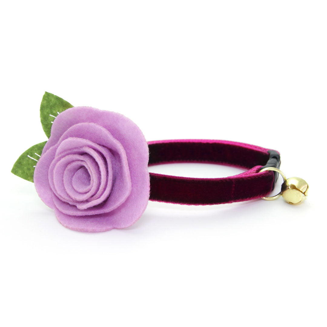 Cat Collar - "Velvet - Merlot" - Dark Wine / Burgundy Velvet - Breakaway Buckle or Non-Breakaway / Cat, Kitten + Small Dog Sizes