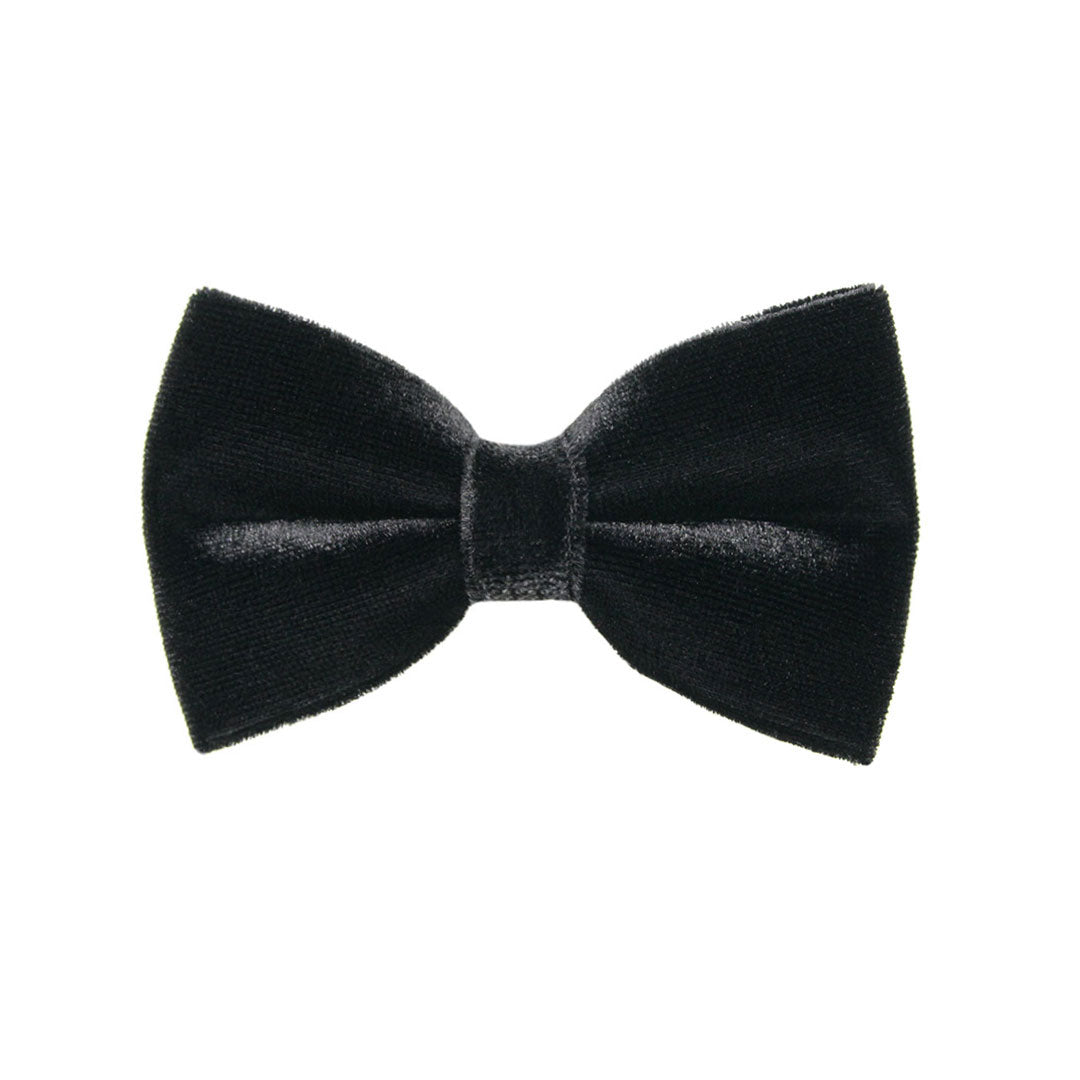 Bow Tie Cat Collar Set - "Velvet - Onyx" - Black Velvet Cat Collar w/ Matching Bow Tie (Removable)