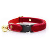 Cat Collar - "Velvet - Garnet Red" - Luxe Red Velvet - Breakaway Buckle or Non-Breakaway - Cat + Small Dog Sizes