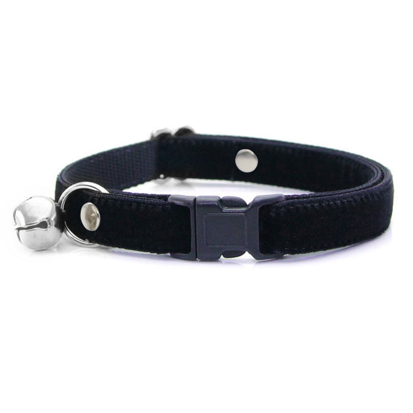 Cat Collar - "Velvet - Onyx" - Black Velvet Cat Collar - Breakaway Buckle or Non-Breakaway / Cat, Kitten + Small Dog Sizes