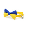Bow Tie Cat Collar Set - "We Stand With Ukraine - Yellow" - Blue & Yellow Ukraine Flag Bow Tie + "Color Collection - Yellow" Cat Collar / Cat, Kitten, Small Dog Sizes