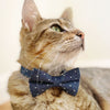 Cat Collar - "Weekend" - Blue Polka Dot Chambray Denim Cat Collar / Wedding / Breakaway Buckle or Non-Breakaway / Cat, Kitten + Small Dog Sizes