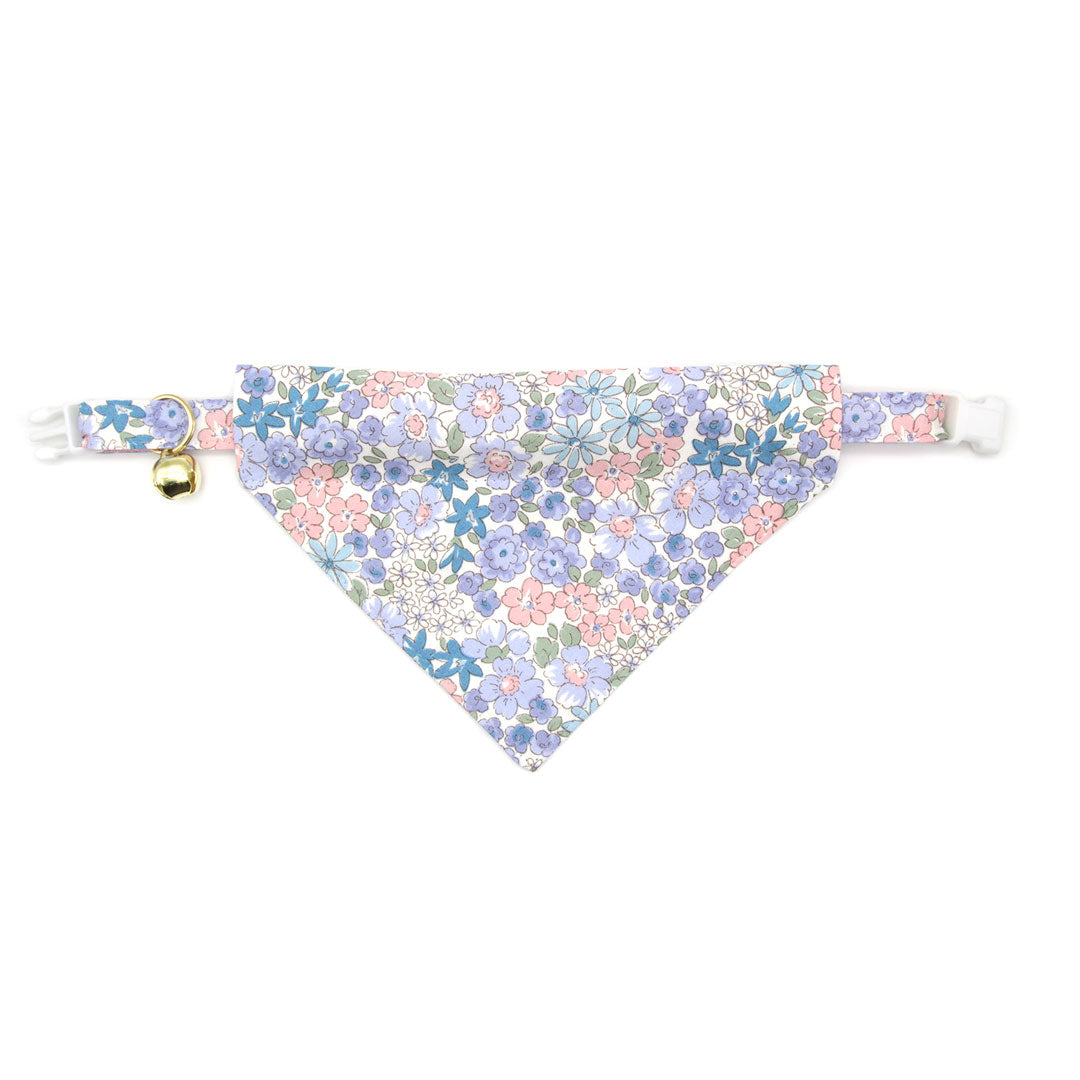 Cat Collar - "Willow" - Light Pink, Purple & Blue Floral Cat Collar - Breakaway Buckle or Non-Breakaway / Cat, Kitten + Small Dog Sizes