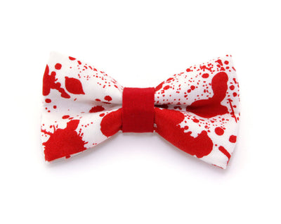 Halloween Cat Collar - "Dexter" - Vampire, American Psycho, Horror Fans - Red Blood Spatters on White - Breakaway Buckle or Non-Breakaway