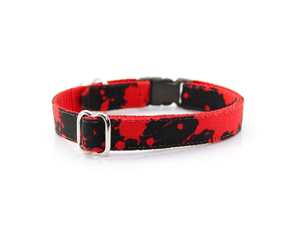 Halloween Cat Collar - "Dracula" - Vampire, American Psycho, Horror Fans - Red Blood Spatters on Black - Breakaway Buckle or Non-Breakaway