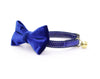 Cat Bow Tie - "Velvet - Sapphire Blue" - Cat Collar Bow Tie/Kitten Bow Tie/Small Dog Bow Tie - Removable (One Size)