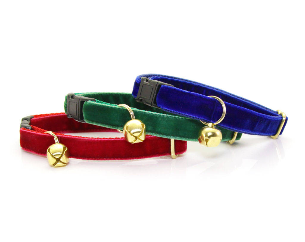 Bow Tie Cat Collar Set - "Velvet - Sapphire Blue" - Velvet Cat Collar + Blue Velvet Bow Tie (Removable) / Breakaway Collar or Non-Breakaway