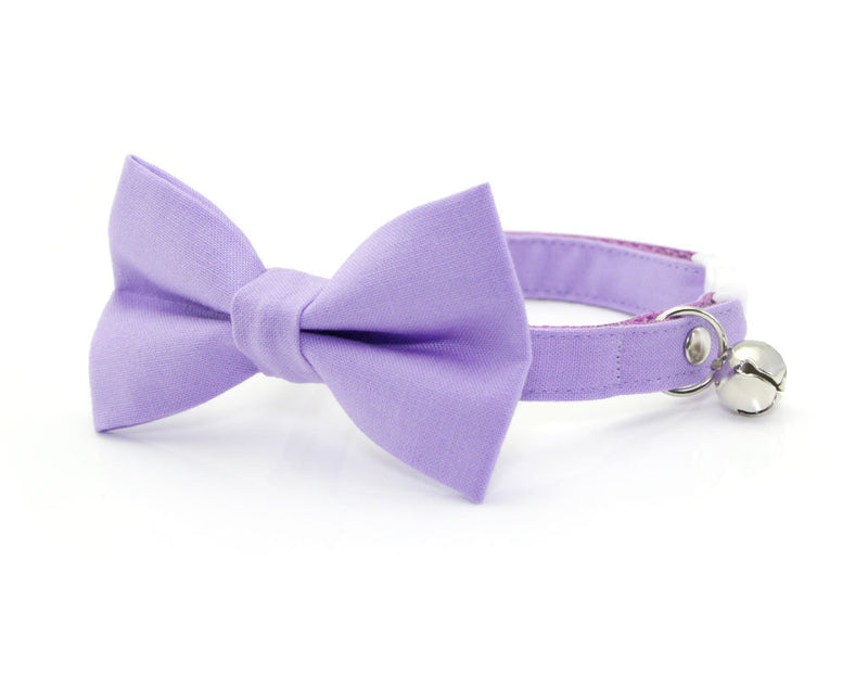 Bow Tie Cat Collar Set - "Color Collection - Lavender" - Purple Cat Collar + Matching Bow Tie (Removable)