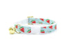 Bow Tie Cat Collar Set - "Watermelon Pops" - Mint Fruit Cat Collar + Matching Bow Tie (Removable)