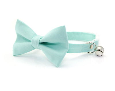 Cat Bow Tie - "Color Collection - Mint" - Aqua Pastel Cat Collar Bow Tie / Wedding / Removable (One Size)