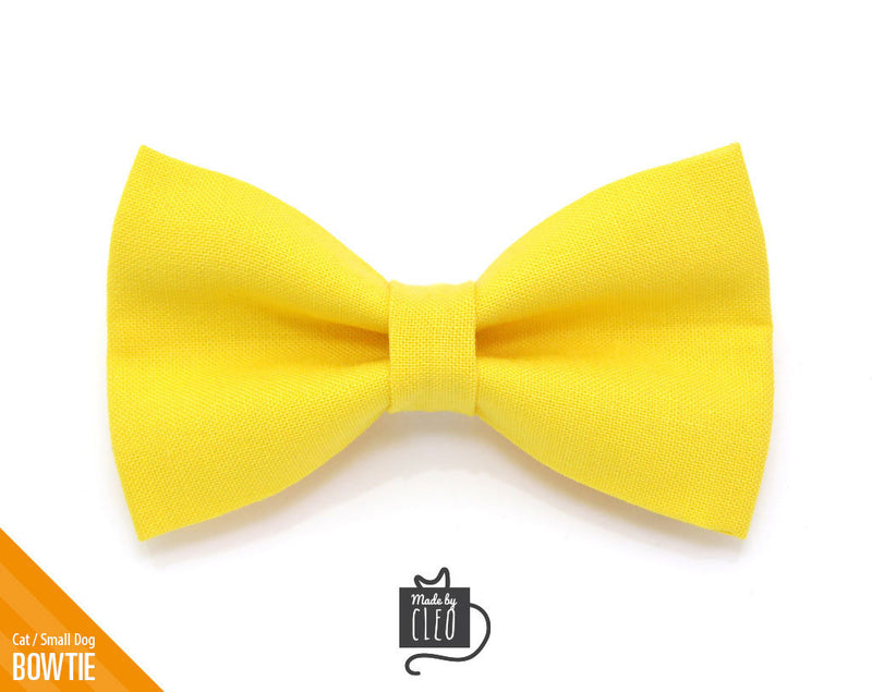 Cat Bow Tie - "Color Collection - Yellow" - Dandelion Yellow Cat Collar Bow Tie / Wedding / Removable (One Size)