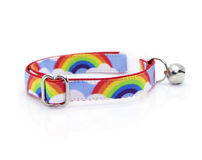 Cat Collar - "Rainbow Magic" - 80s Retro / LGBTQ Pride Cat Collar - Breakaway Buckle or Non-Breakaway / Cat, Kitten + Small Dog Sizes