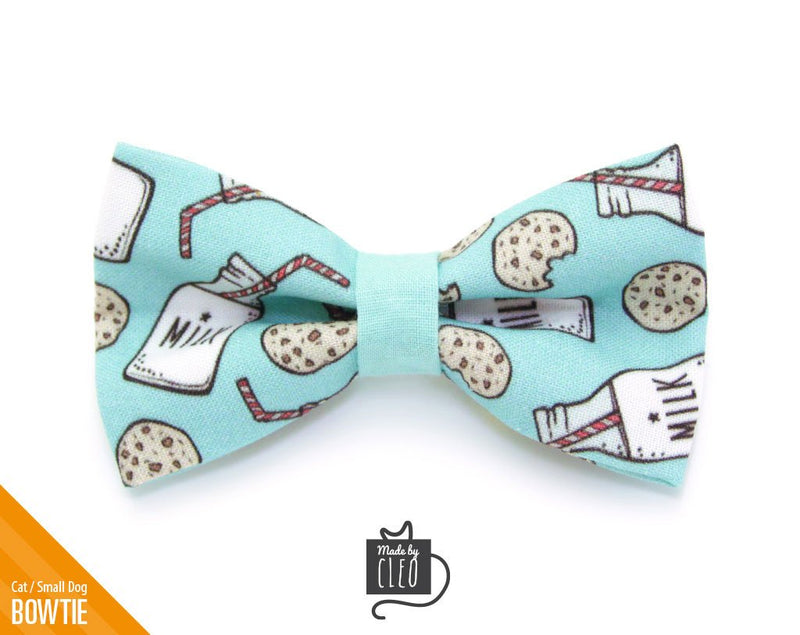 Cat Bow Tie - "Cookies and Milk - Mint" - Cat Collar Bow Tie / Fun / Food / Cat, Kitten, Small Dog Bowtie / Removable (One Size)