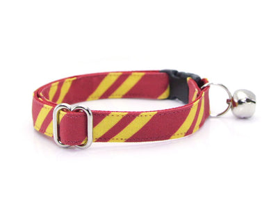 Bow Tie Cat Collar Set - "Wizarding School / Scarlet" - Harry Potter-Inspired Cat Collar w/ Matching Bow Tie (Removable)