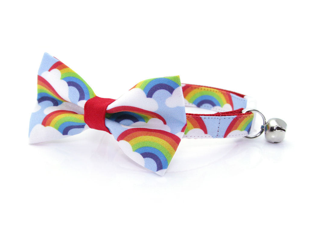 Bow Tie Cat Collar Set - "Rainbow Magic" - Cat Collar w/ Matching Bow Tie (Removable)