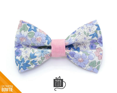Floral Cat Bow Tie - "Willow" - Light Pink, Purple & Blue Cat Collar Bow Tie / Cat, Kitten, Small Dog Bowtie / Removable (One Size)