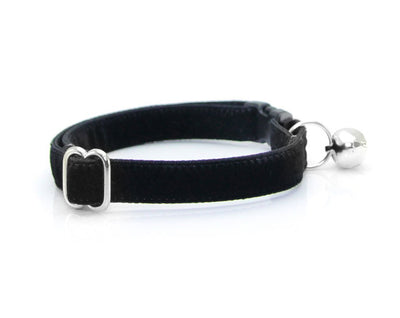 Cat Collar - "Velvet - Onyx" - Black Velvet Cat Collar - Breakaway Buckle or Non-Breakaway / Cat, Kitten + Small Dog Sizes