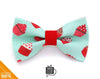 Valentine's Day Cat Bow Tie - "Hey Cupcake - Mint" - Cupcakes on Mint Bowtie / For Cats + Small Dogs / Removable (One Size)