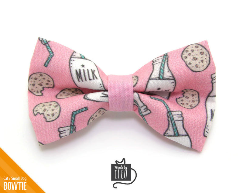 Cat Bow Tie - "Cookies and Milk - Pink" - Food Bowtie / For Cats + Small Dogs / Removable (One Size)