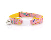 Cat Collar + Flower Set - "Confetti Sprinkles" - Pink Cat Collar w/ "Fuchsia" Felt Flower (Detachable)