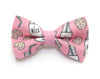 Bow Tie Cat Collar Set - "Cookies and Milk - Pink" - Cat Collar w/ Matching Bow Tie (Removable)