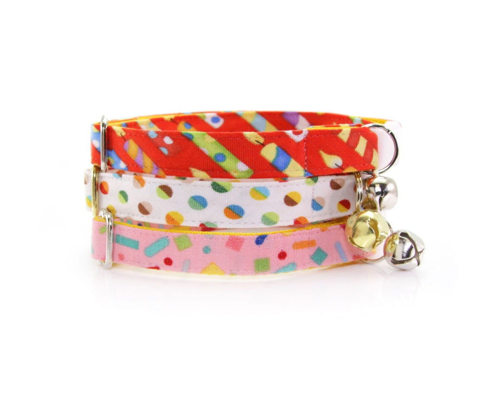 Cat Bow Tie - "Birthday Candles" - Red Party Bowtie / For Cats + Small Dogs / Removable (One Size)