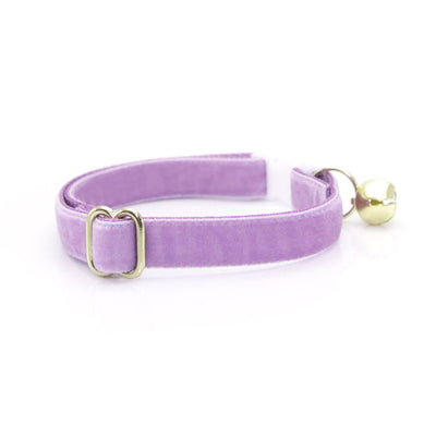 Bow Tie Cat Collar Set - "Velvet - Lavender" - Light Purple Velvet Cat Collar w/ Matching Bowtie (Removable) / Wedding