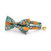 Bow Tie Cat Collar Set - "Pumpkin Patch - Teal" - Fall Harvest Cat Collar w/ Matching Bowtie (Removable) / Fall + Thanksgiving